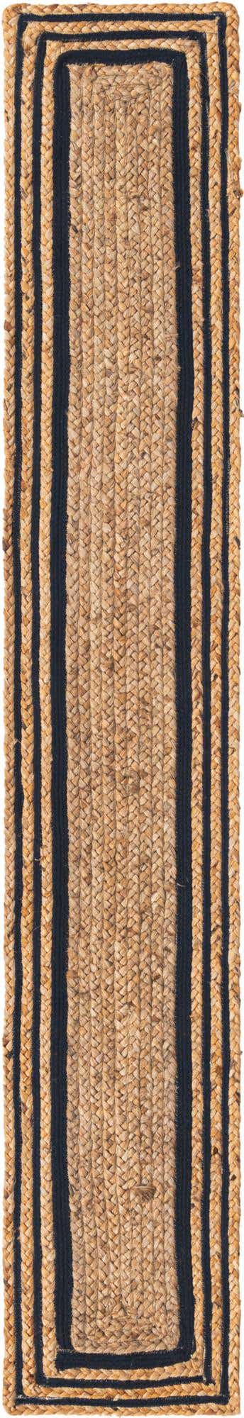 Natural and Navy Blue 1' 2 x 8' Braided Jute Table Runner