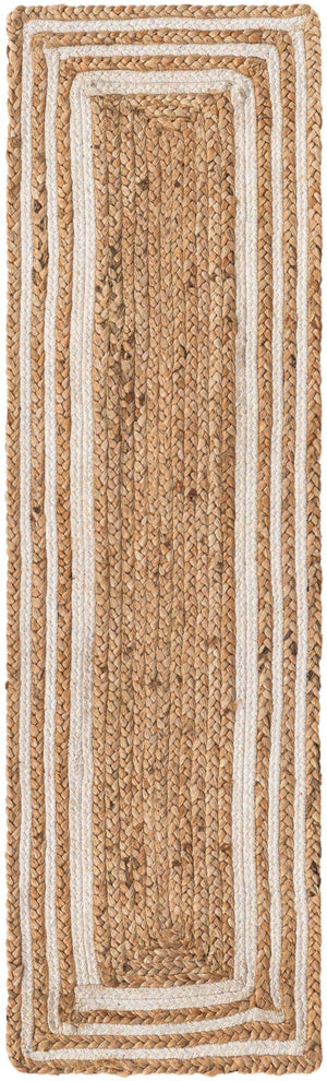 Natural and White 1' 2 x 4' 1 Braided Jute Table Runner