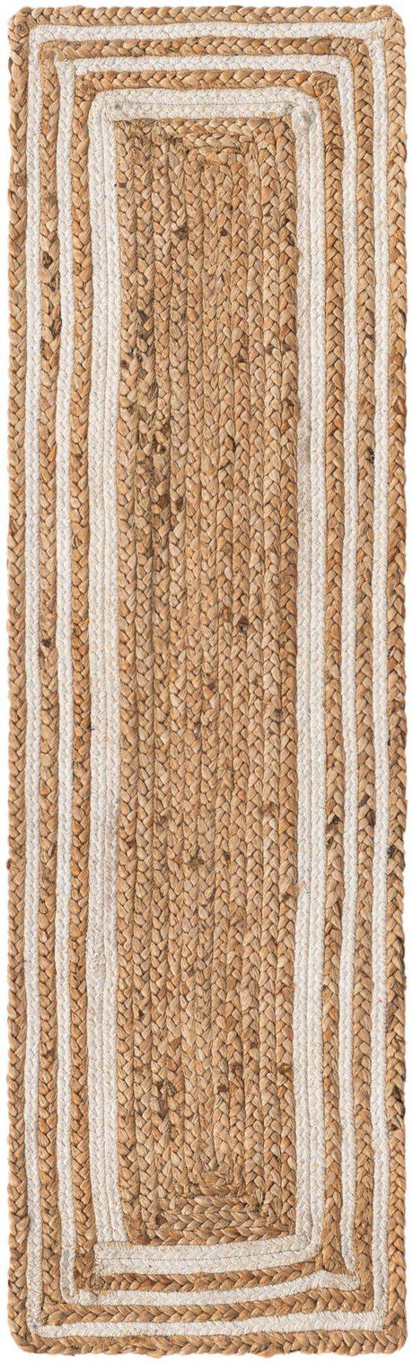 Natural and White 1' 2 x 4' 1 Braided Jute Table Runner