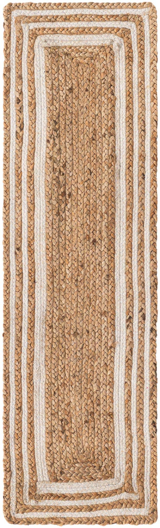Natural and White 1' 2 x 4' 1 Braided Jute Table Runner