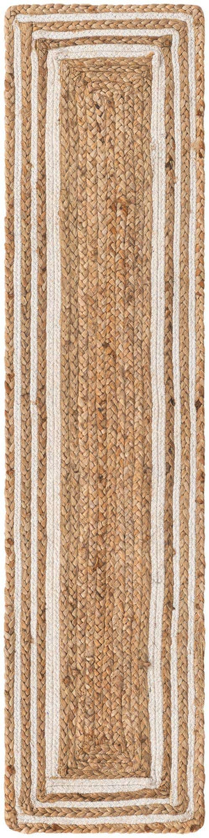 Natural and White 1' 2 x 5' 1 Braided Jute Table Runner