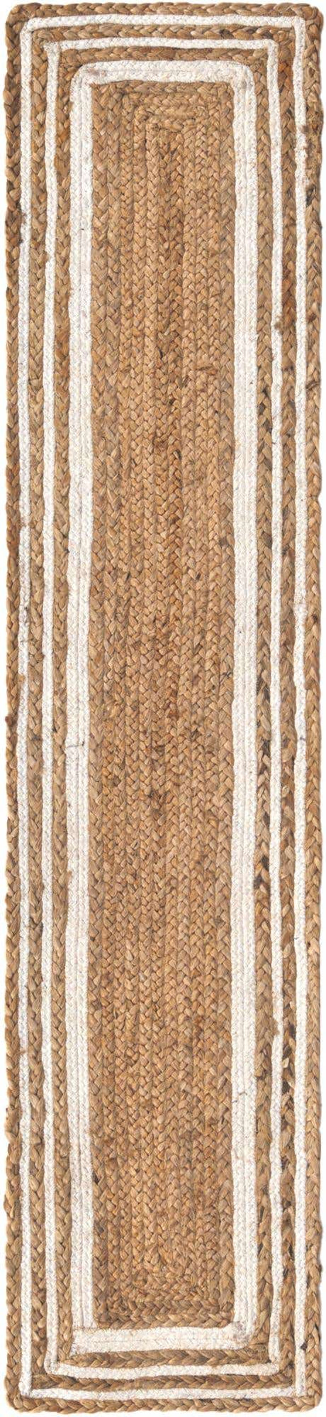 Natural and White 1' 2 x 6' 1 Braided Jute Table Runner