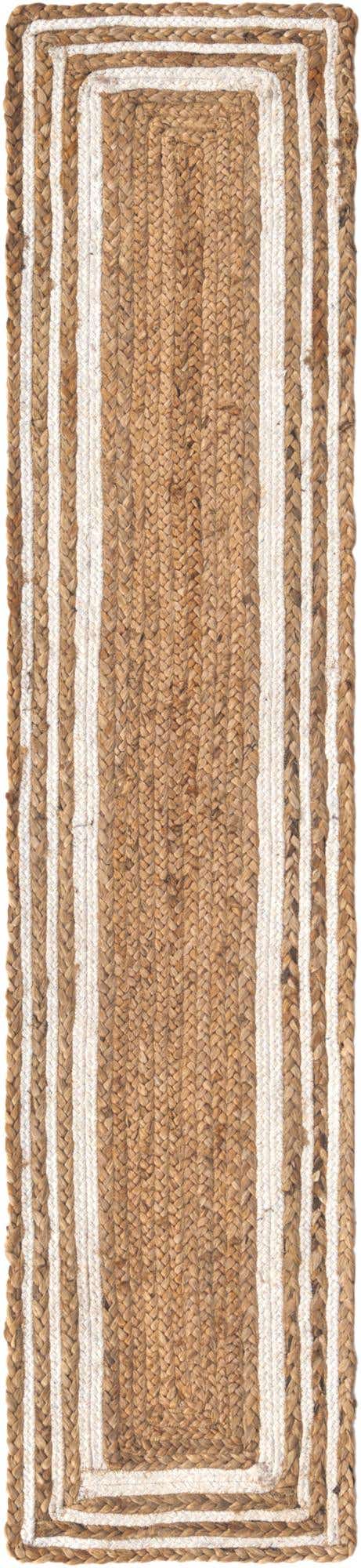 Natural and White 1' 2 x 6' 1 Braided Jute Table Runner