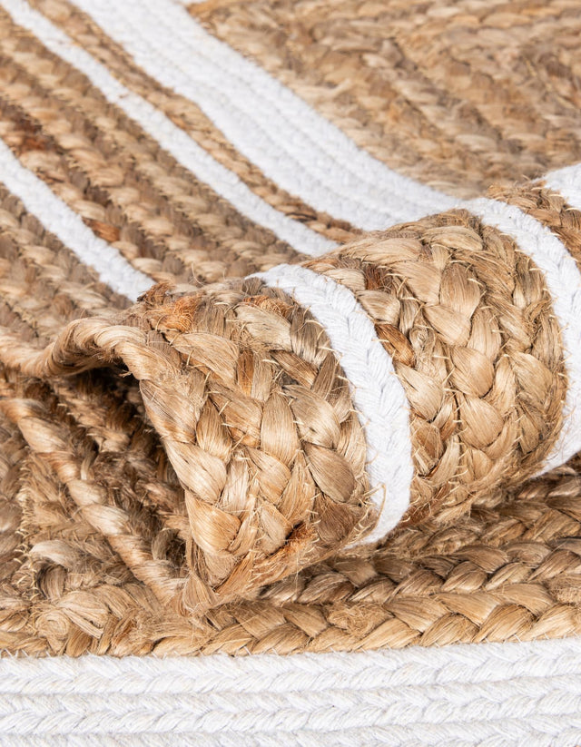 Natural and White 1' 2 x 10' Braided Jute Table Runner