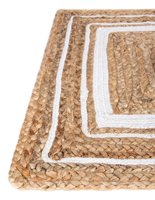 Natural and White 1' 2 x 10' Braided Jute Table Runner