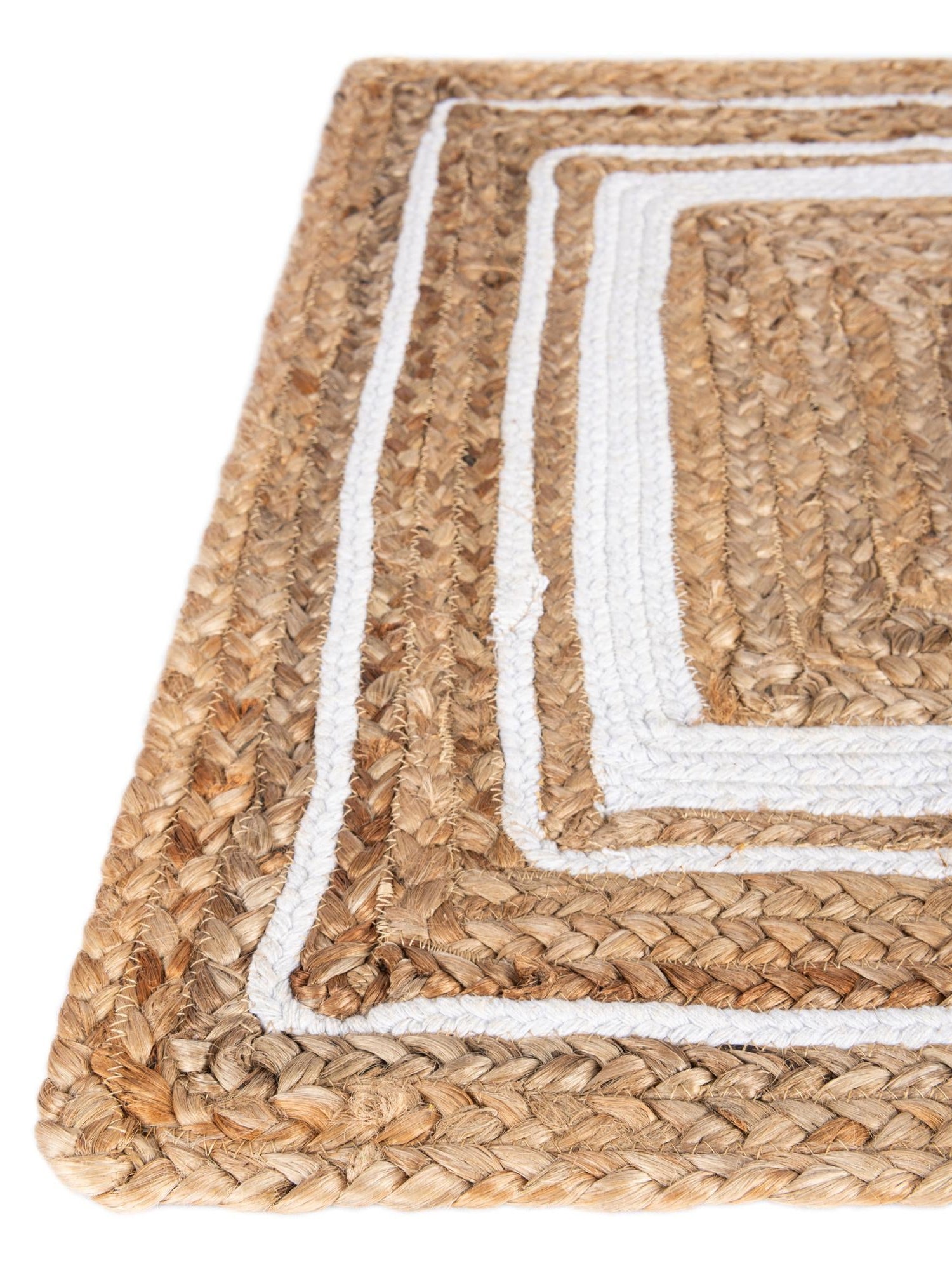 Natural and White 1' 2 x 5' 1 Braided Jute Table Runner Area Rug Decorative Dining Room Kitchen All Natural Material Table Cover 100% Jute Hand Braided Natural Eco-Friendly Boho Style Carpet for Living Rooms Dining Office Space Dorms for Sale at Rug Engine