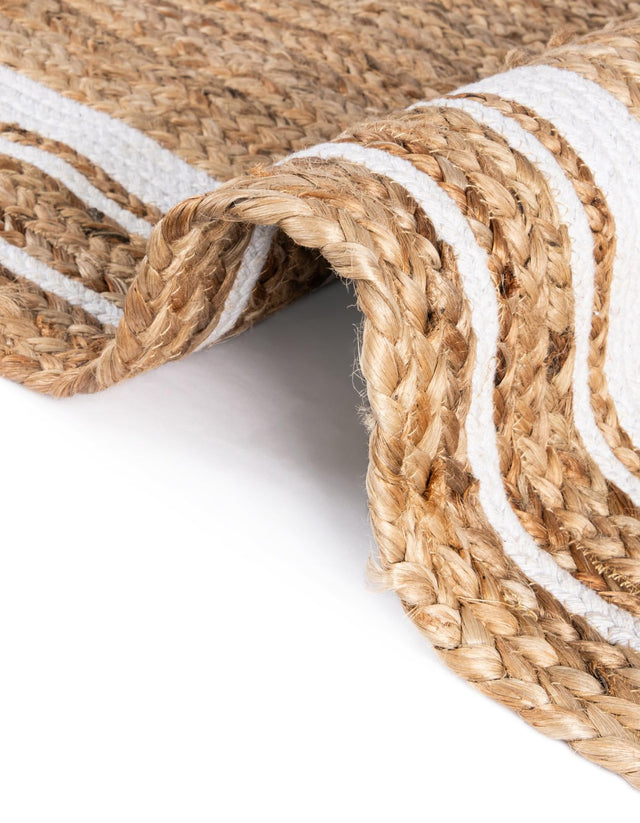Natural and White 1' 2 x 10' Braided Jute Table Runner