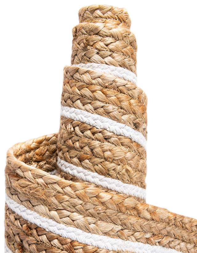 Natural and White 1' 2 x 10' Braided Jute Table Runner