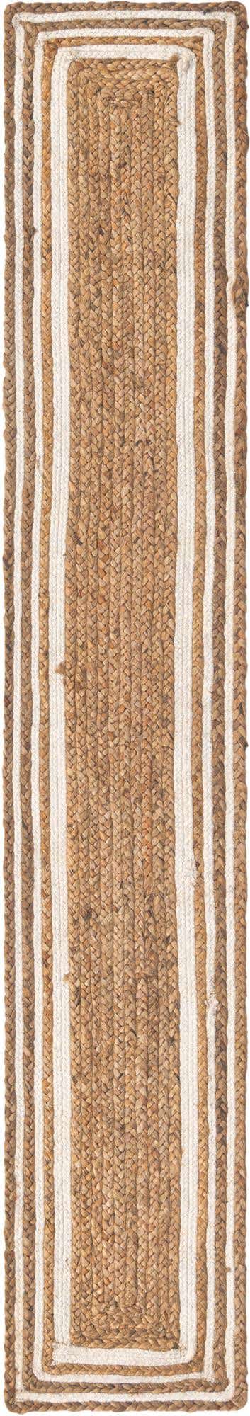 Natural and White 1' 2 x 8' Braided Jute Table Runner