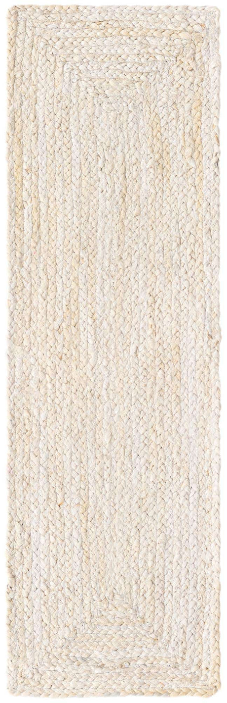 White 1' 2 x 4' 1 Braided Jute Table Runner
