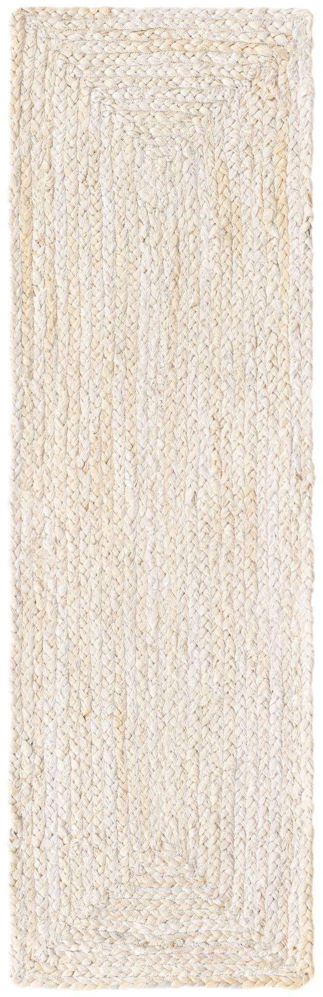 White 1' 2 x 4' 1 Braided Jute Table Runner