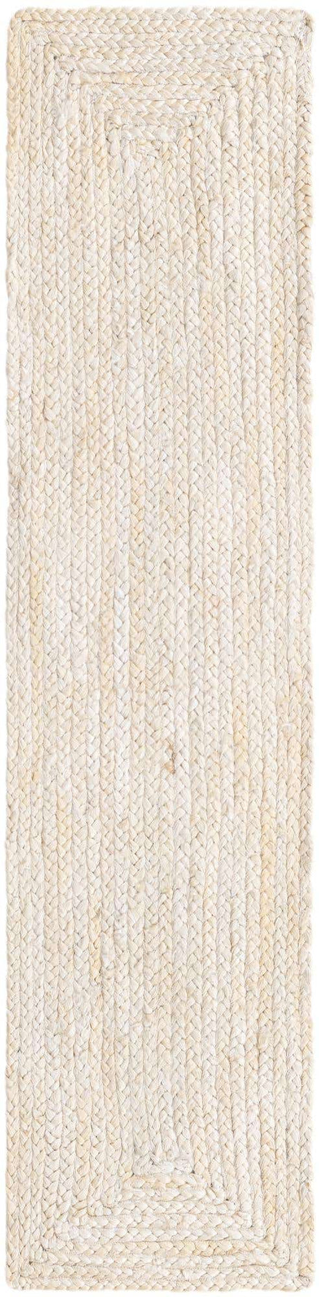 White 1' 2 x 5' 1 Braided Jute Table Runner