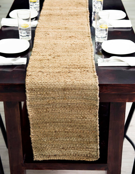 Natural 1' 2 x 8' Chunky Jute Table Runner Area Rug Decorative Dining Room Kitchen All Natural Material Table Cover 100% All Natural Jute Sustainable Eco-Friendly Carpet Mat for Natural Interior Design Homes for Sale at Rug Engine