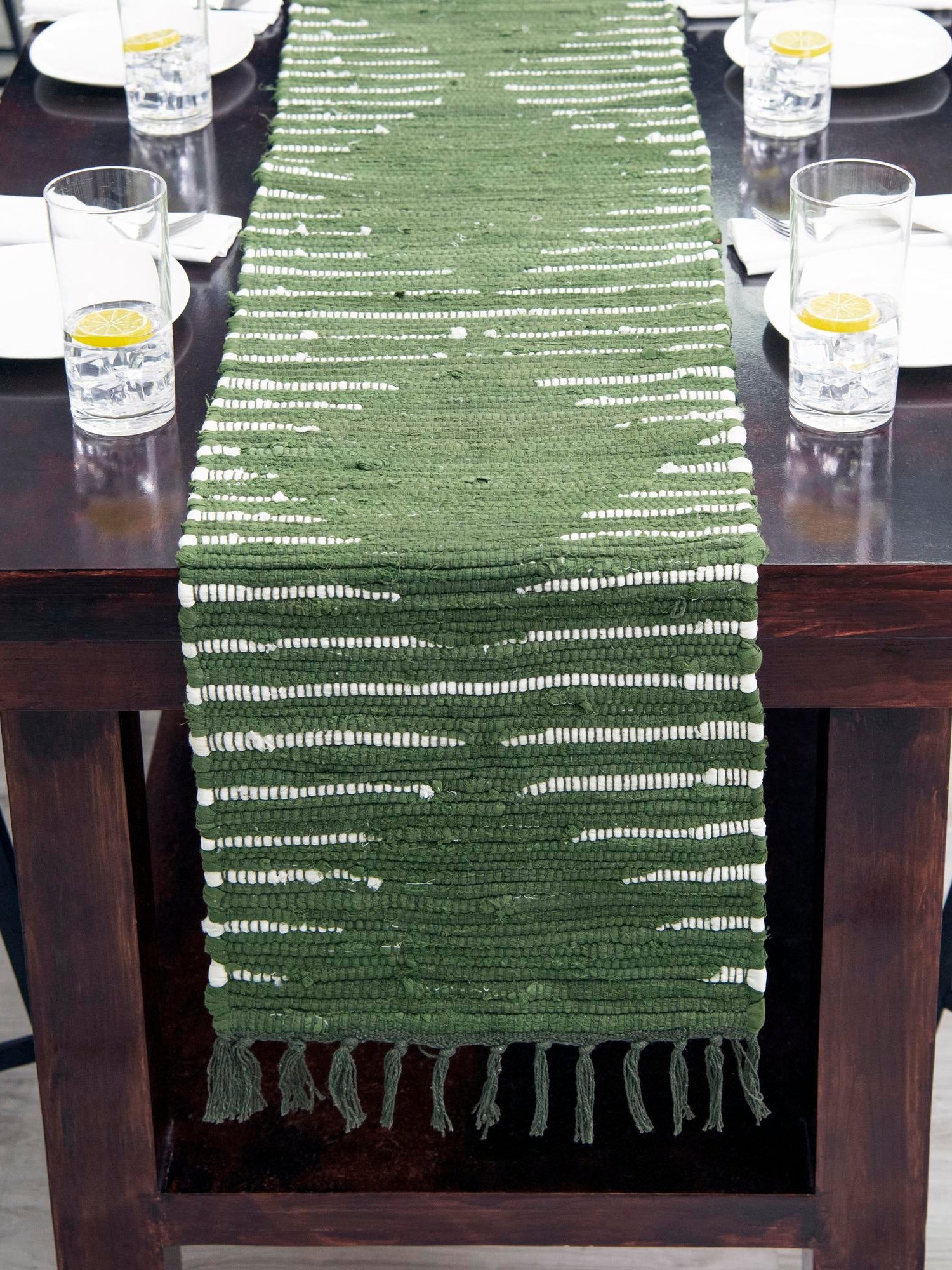 Green 1' 2 x 4' 1 Chindi Cotton Table Runner Area Rug Decorative Dining Room Kitchen All Natural Material Table Cover Interior Design Home Decor Carpet Mat for Sale at Rug Engine