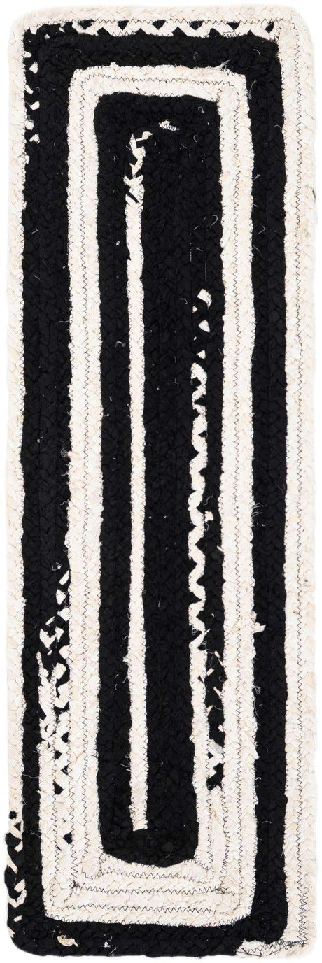 Black and White 1' 2 x 4' 1 Braided Chindi Table Runner