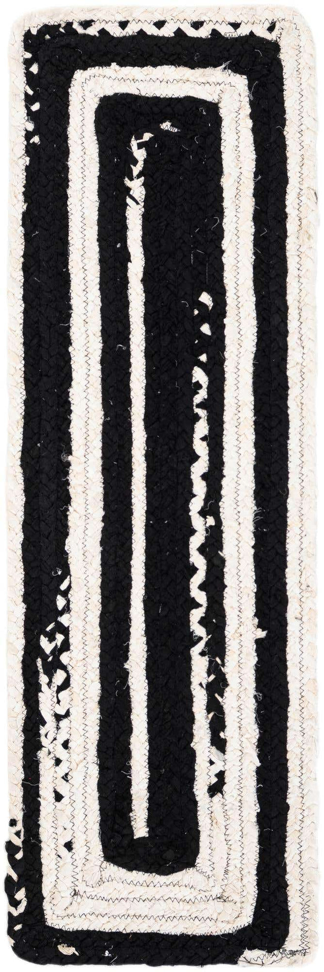 Black and White 1' 2 x 4' 1 Braided Chindi Table Runner