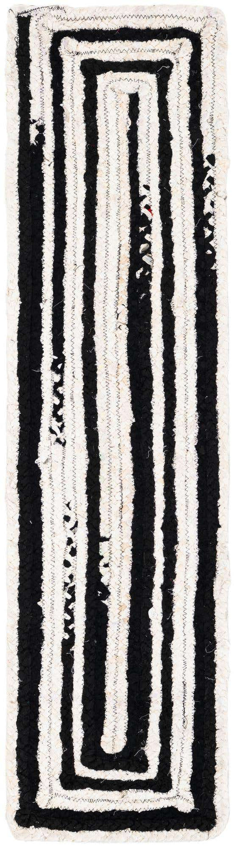 Black and White 1' 2 x 5' 1 Braided Chindi Table Runner