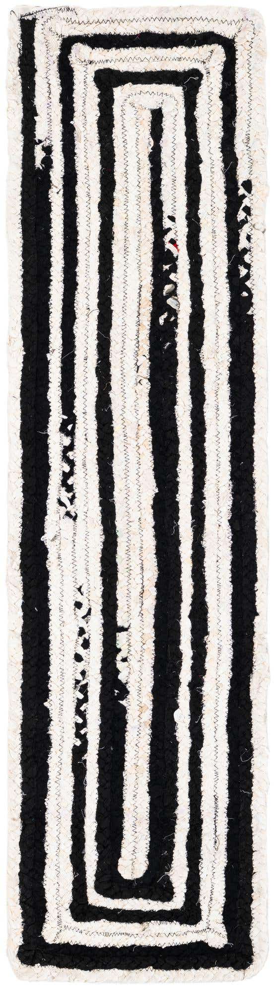 Black and White 1' 2 x 5' 1 Braided Chindi Table Runner