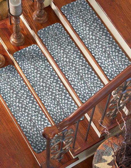 13 Pcs Gray 1' x 2' 6 Braided Chindi Stair Treads