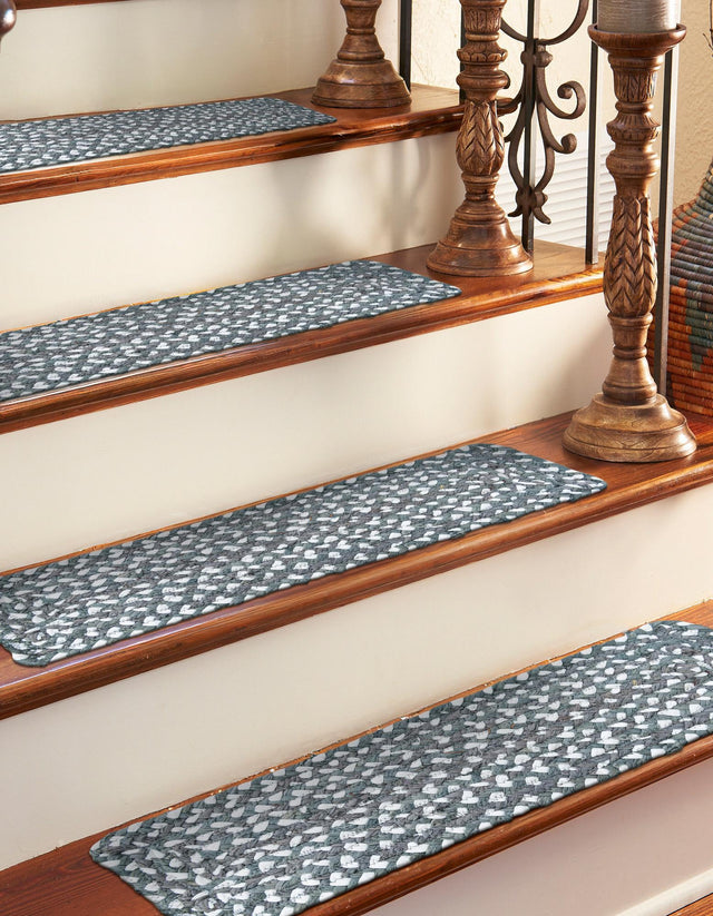 13 Pcs Gray 1' x 2' 6 Braided Chindi Stair Treads