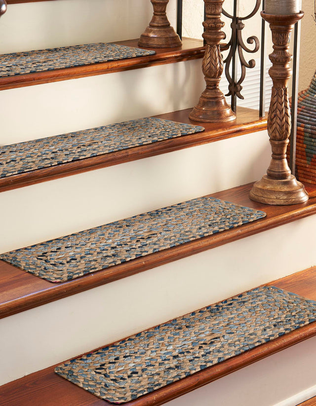 13 Pcs Natural 1' x 2' 6 Braided Chindi Stair Treads