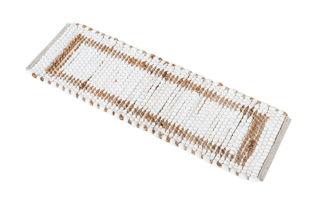 13 Pcs White and Natural 1' x 2' 6 Chindi Jute Stair Treads