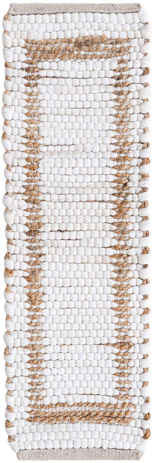 13 Pcs White and Natural 1' x 2' 6 Chindi Jute Stair Treads