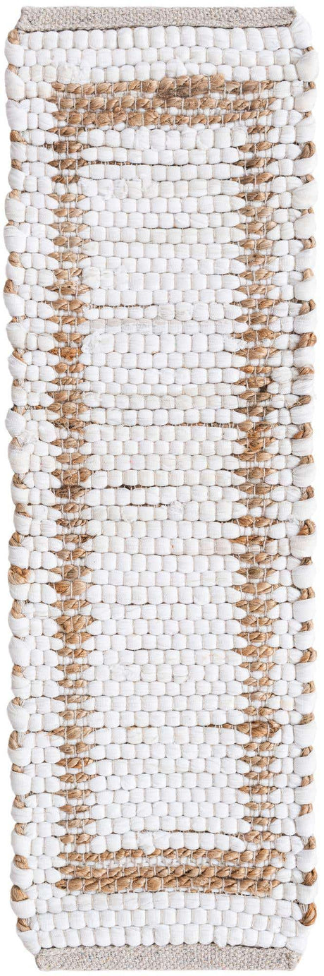13 Pcs White and Natural 1' x 2' 6 Chindi Jute Stair Treads