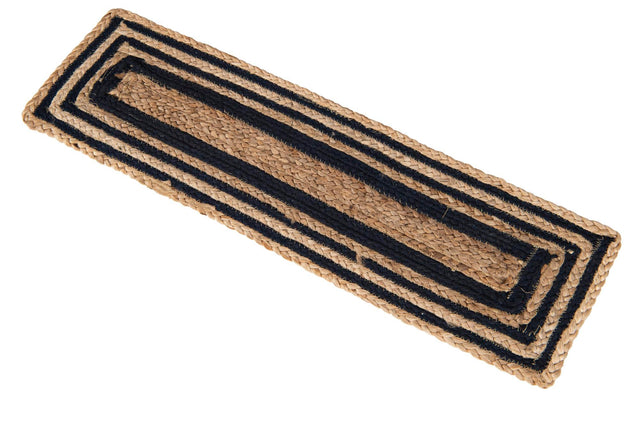 13 Pcs Natural and Navy Blue 1' x 2' 6 Braided Jute Stair Treads