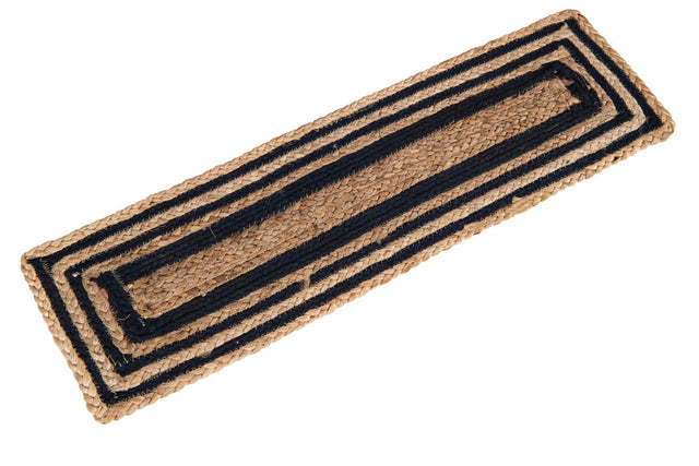 13 Pcs Natural and Navy Blue 1' x 2' 6 Braided Jute Stair Treads