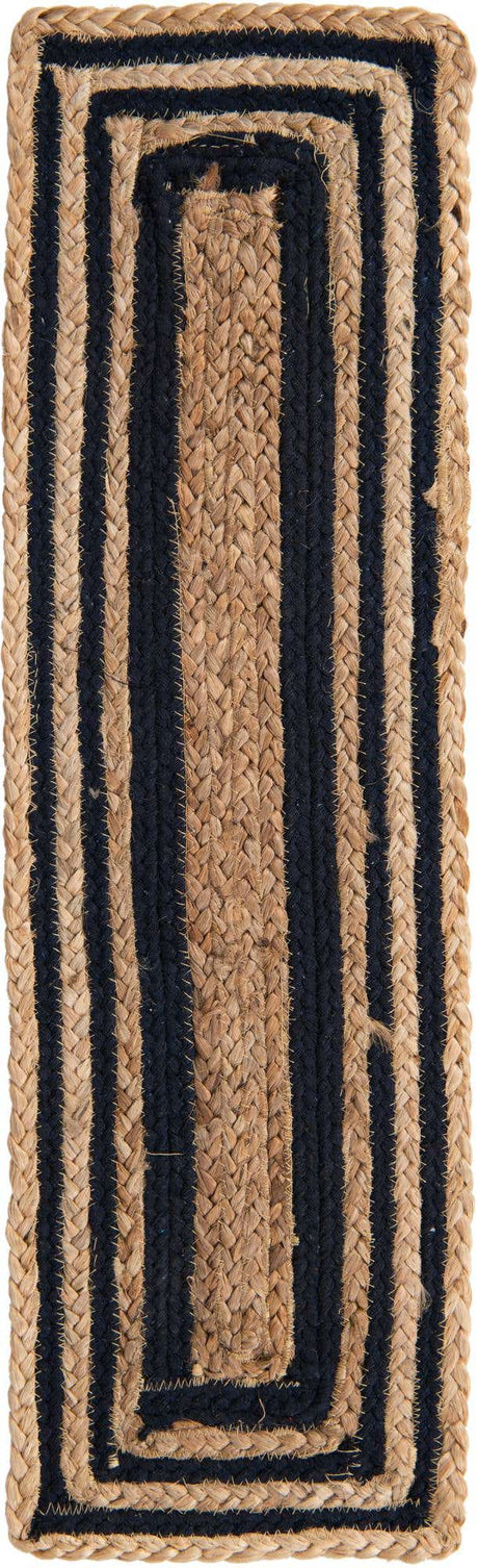 13 Pcs Natural and Navy Blue 1' x 2' 6 Braided Jute Stair Treads