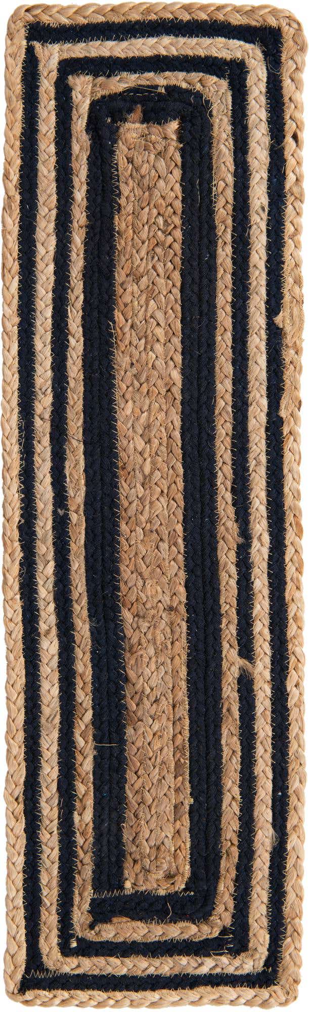 13 Pcs Natural and Navy Blue 1' x 2' 6 Braided Jute Stair Treads