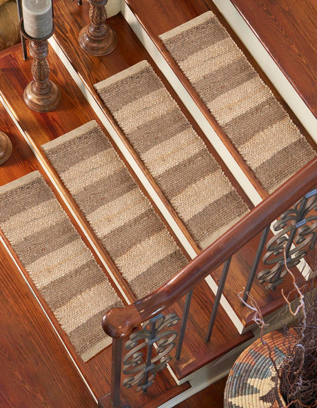 13 Pcs Natural Ivory 1' x 2' 6 Braided Jute Stair Treads