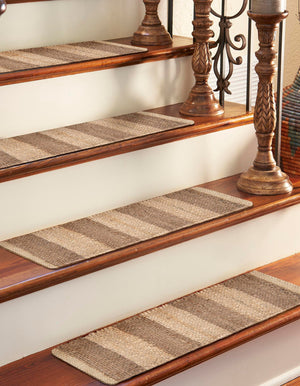 13 Pcs Natural Ivory 1' x 2' 6 Braided Jute Stair Treads