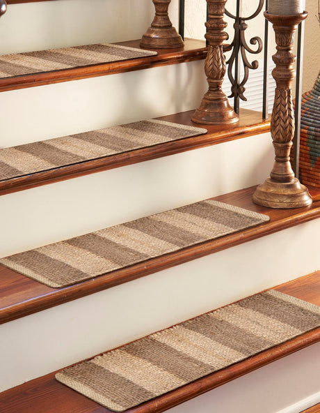 13 pcs Natural Ivory 0' 9 x 2' 6 Braided Jute Indoor Stair Treads Accent Area Rug Staircase Set 100% Jute Hand Braided Natural Eco-Friendly Boho Style Carpet for Living Rooms Dining Office Space Dorms for Sale at Rug Engine