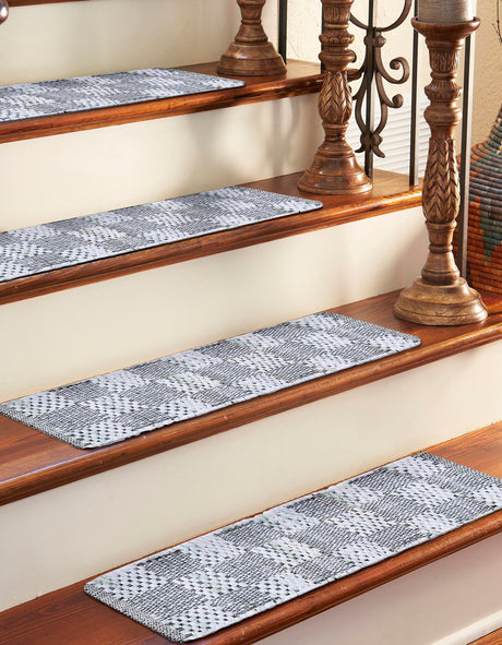 13 pcs Ivory 0' 9 x 2' 6 Chindi Cotton Indoor Stair Treads Accent Area Rug Staircase Set Interior Design Home Decor Carpet Mat for Sale at Rug Engine