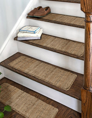 13 Pcs Natural 1' x 2' 6 Chunky Jute Stair Treads