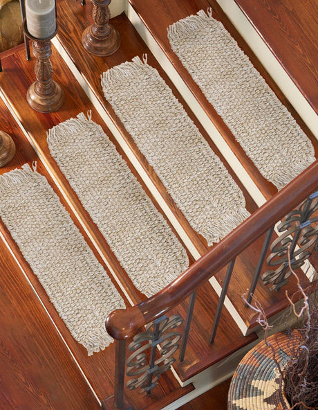 13 Pcs Ivory 1' x 2' 6 Chunky Jute Stair Treads