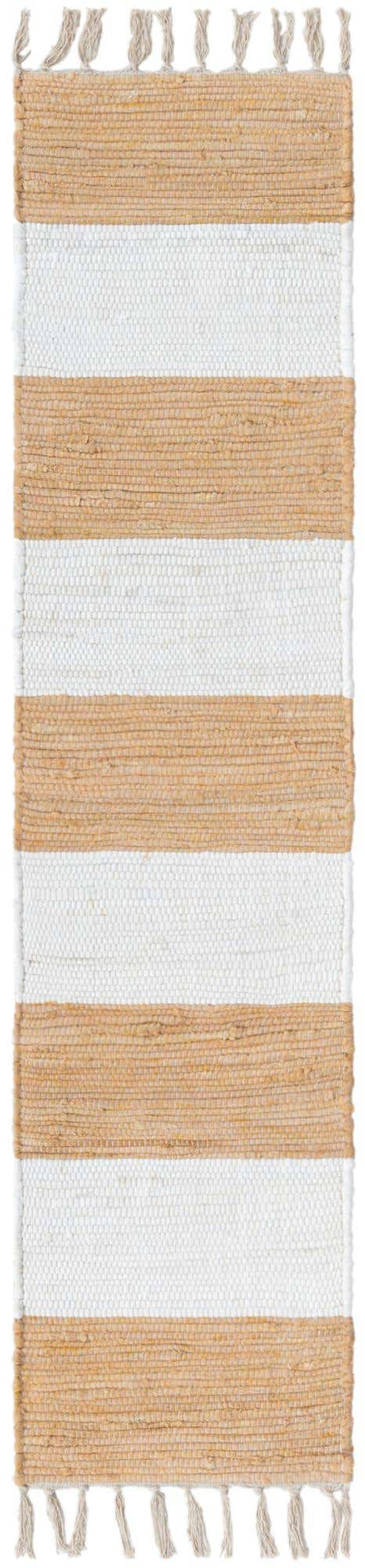 Beige 1' 2 x 5' 1 Chindi Rag Table Runner