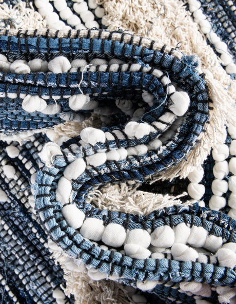 Ivory 1' 2 x 4' 1 Cotton Chindi Table Runner Area Rug Decorative Dining Room Kitchen All Natural Material Table Cover Geometric Boho Carpet Mat for Interior Design Home Decor for Sale at Rug Engine