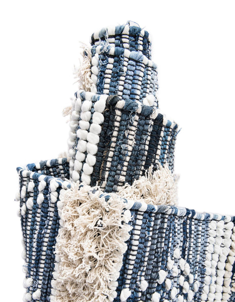 Ivory 1' 2 x 4' 1 Cotton Chindi Table Runner Area Rug Decorative Dining Room Kitchen All Natural Material Table Cover Geometric Boho Carpet Mat for Interior Design Home Decor for Sale at Rug Engine