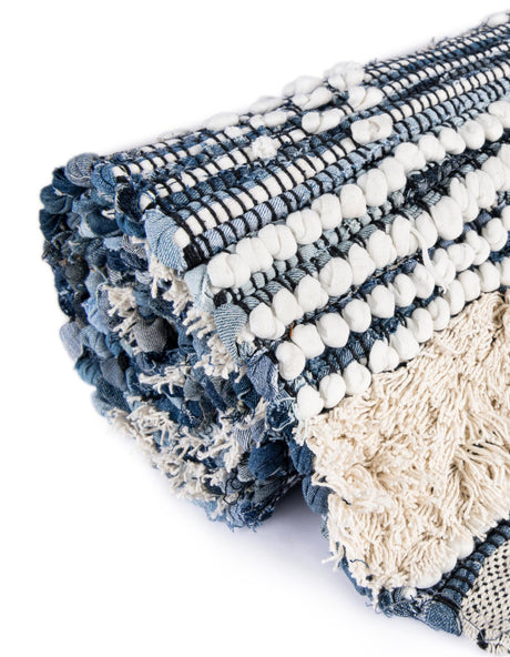 Ivory 1' 2 x 4' 1 Cotton Chindi Table Runner Area Rug Decorative Dining Room Kitchen All Natural Material Table Cover Geometric Boho Carpet Mat for Interior Design Home Decor for Sale at Rug Engine