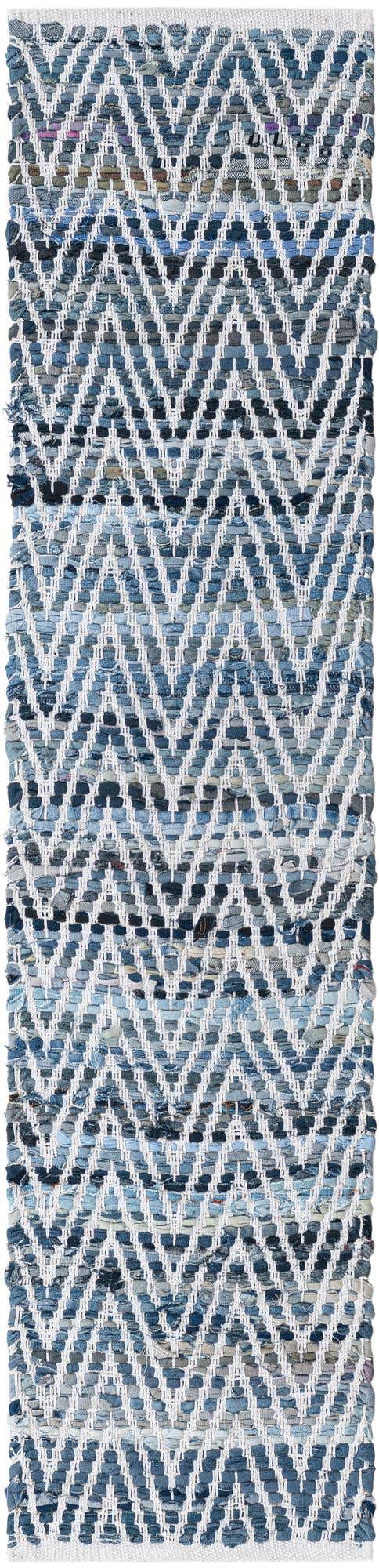 Denim 1' 2 x 5' 1 Chindi Chevron Table Runner Area Rug Decorative Dining Room Kitchen All Natural Material Table Cover 100% Denim Cotton All Natural Modern Geometric Carpet Dining Living Rooms Bathroom Dorm Decor for Sale at Rug Engine