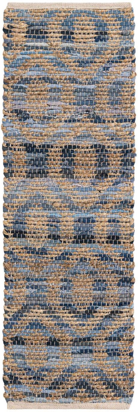 Navy Blue 1' 2 x 4' 1 Chindi Jute Table Runner