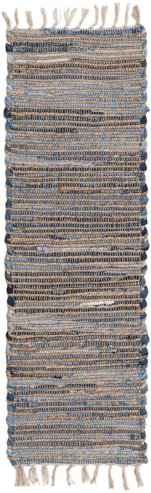 Blue 1' 2 x 4' 1 Chindi Jute Table Runner