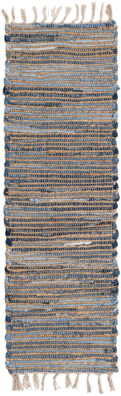 Blue 1' 2 x 4' 1 Chindi Jute Table Runner
