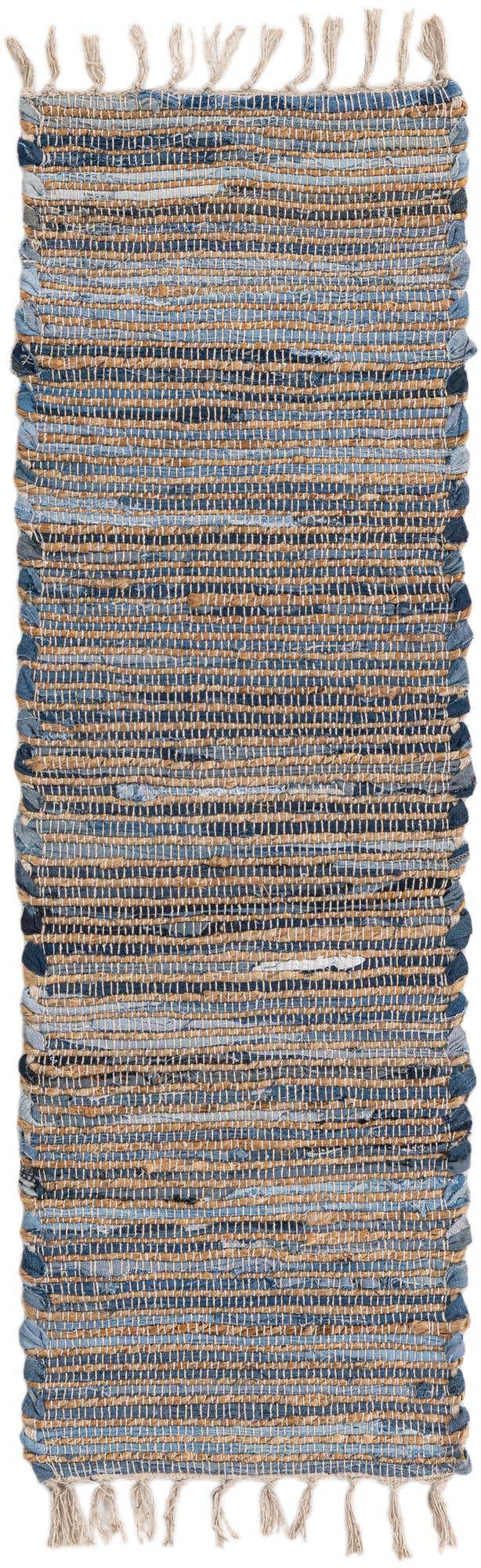Blue 1' 2 x 4' 1 Chindi Jute Table Runner