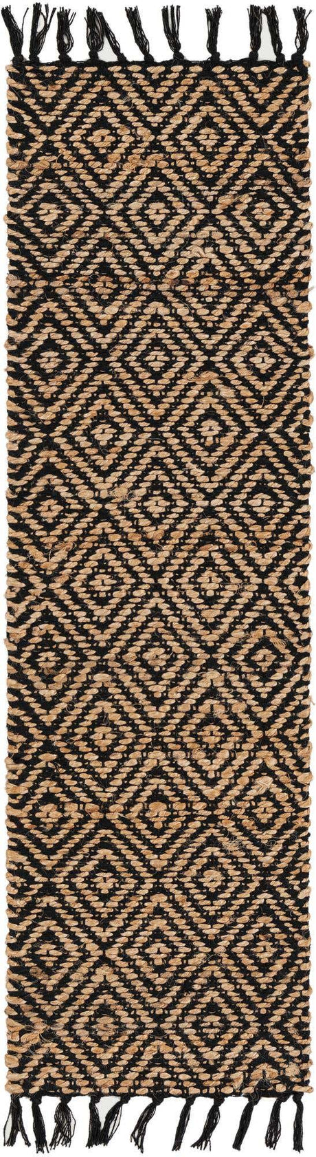 Black 1' 2 x 4' 1 Braided Jute Table Runner