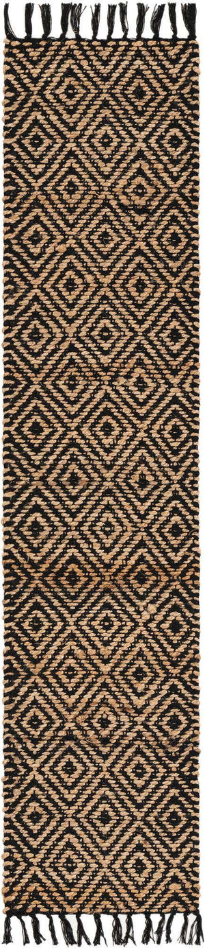 Black 1' 2 x 5' 1 Braided Jute Table Runner