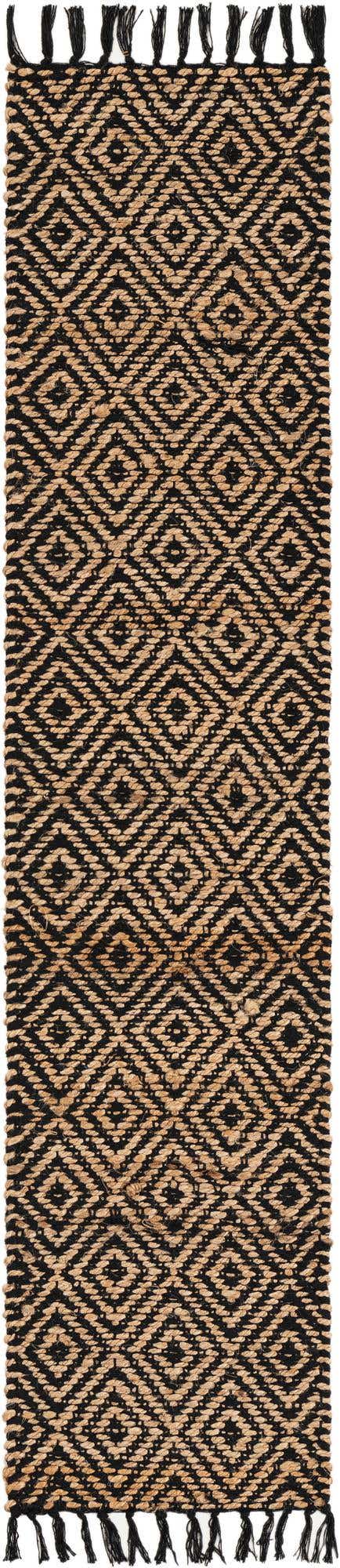 Black 1' 2 x 5' 1 Braided Jute Table Runner